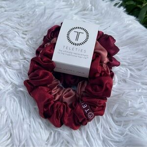 TELETIES Large Scrunchie 3 Pack - Burgundy Bliss - NEW